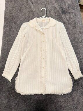 Vintage 70s 80s LeVoy’s White Lace Prairie Blouse Victorian Cottagecore S / M